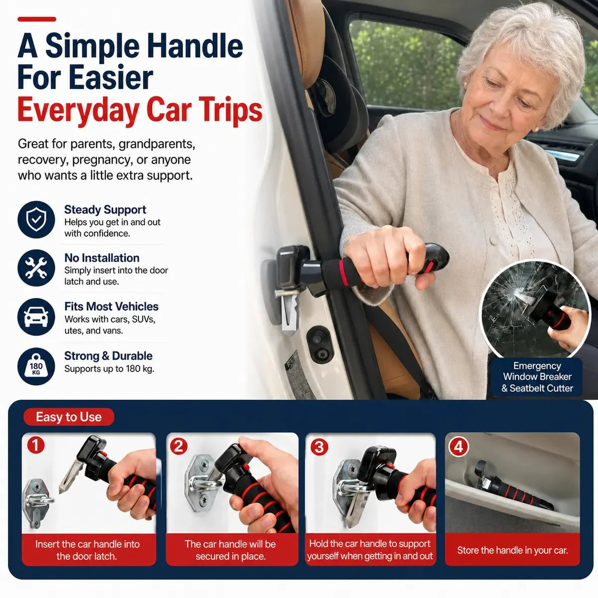 Dofryna® 3-in-1 Portable Car Door Assist Handle🚗 🤝 Safe & Easy Exits for Seniors